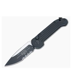 Microtech LUDT Tactical Automatic Black Aluminum Handle Two-Tone Part Serrated M390 Drop Point 135-2T