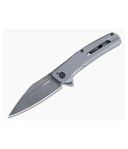 Kershaw Flyby Gray PVD Steel Handle Blackwashed D2 Wharncliffe Assisted Flipper 1404