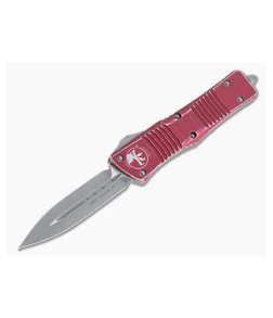 Microtech Combat Troodon D/E Apocalyptic Elmax Double Edge Distressed Red OTF Automatic 142-10DRD