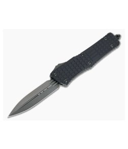 Microtech Combat Troodon Delta Signature Fluted DLC Double Edge Black Frag OTF Automatic Knife 142-1CT-DS