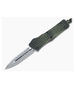 Microtech Combat Troodon D/E Frag Off Apocalyptic Double Reverse Full Serrated Green OTF Automatic Knife 142-DR12APFOGG