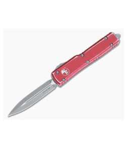 Microtech UTX-70 OTF Distressed Red Aluminum Handle Apocalyptic M390 Double Edge 147-10DRD