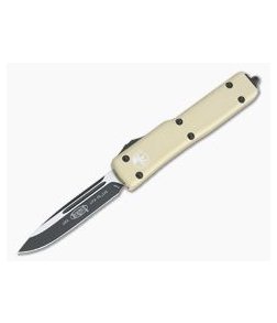 Microtech UTX-70 S/E Champagne Gold Black 204P Drop Point OTF Automatic Knife 148-1CG