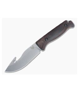Benchmade Hunt Saddle Mountain Skinner with Gut Hook Stonewashed S30V Stabilized Wood Fixed Blade Knife 15004