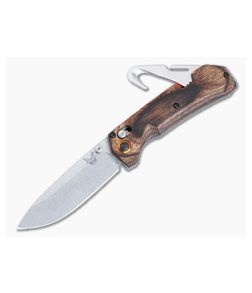 Benchmade Hunt Grizzly Creek AXIS Lock Folder Stabilized Wood Stonewash S30V Drop Point With Gut Hook 15062