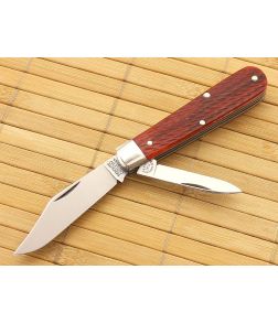 Tidioute Cutlery #15 Huckleberry Boys Knife Two Blade Rust Red Jig Bone