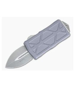 Microtech Exocet Gray Handle Stonewashed 204P Plain Double Edge CA Legal OTF Auto 157-10GY