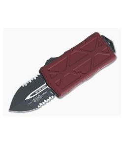 Microtech Exocet Merlot Part Serrated 204P Black Double Edge CA Legal OTF Automatic 157-2MR