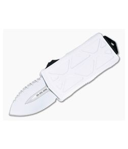 Microtech Exocet Storm Trooper White Double Edge Serrated CA Legal OTF Automatic 157-3ST