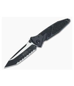 Microtech Socom Elite Folding Knife Black Aluminum Two Tone Full Serrated M390 Tanto Point 161-3T