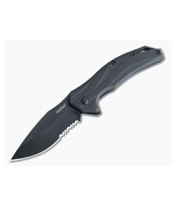 Kershaw Lateral Black FRN Handle Black Oxide Part Serrated Drop Point Assisted Flipper 1645BLKST