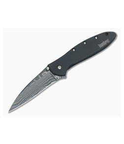 Kershaw Leek Damascus Assisted Flipper Black Steel Handle 1660DAMCKT