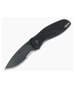 Kershaw Blur Glassbreaker Assisted Opening Knife Black Part Serrated 1670GBBLKST