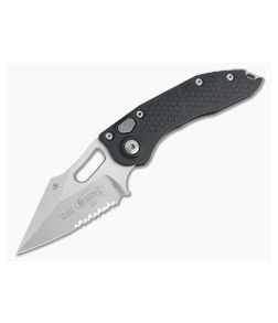 Microtech Stitch Borka Stonewashed Part Serrated M390 Black Button Lock Automatic 169-11