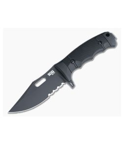 SOG Seal FX Clip Point Part Serrated Black S35VN Black GRN Tactical Fixed Blade Knife 17-21-01-57