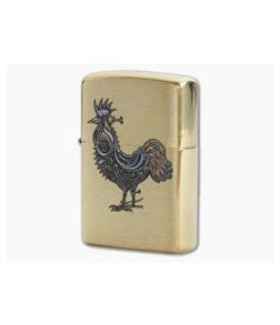 Zippo Windproof Lighter Brushed Brass 78099 Steampunk Rooster