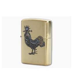 Zippo Windproof Lighter Brushed Brass 78099 Steampunk Rooster