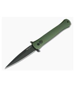 Protech Knives Don Black DLC Plain Edge Contoured Green Aluminum Handle 1721-GREEN