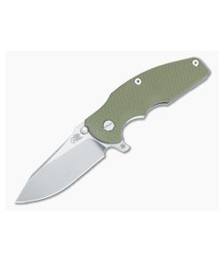 Hinderer Jurassic Hollow Ground Slicer OD Green G10 Stonewash 