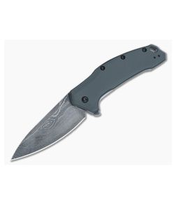 Kershaw Link Assisted Flipper Gray Handle Damascus Blade