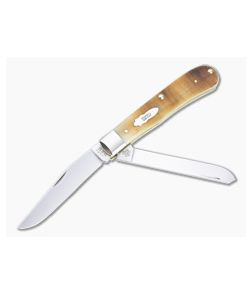 Case Trapper Sawcut Jig Barehead Amber Bone Slip Joint Folder 17890