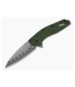 Kershaw Dividend Stonewashed CPM-D2 Composite Olive Green Assisted Flipper 1812OLCB