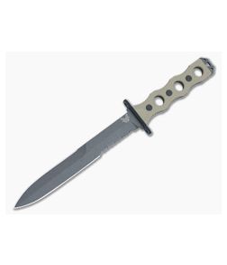 Benchmade SOCP Tactical Fixed Blade Tan G10 Cobalt Black Cerakote CPM-3V Serrated Dagger Blade 185SBK-1