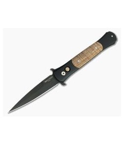 Protech Knives Large Don Black Plain Edge Koa Wood Inlays 1907-KOA