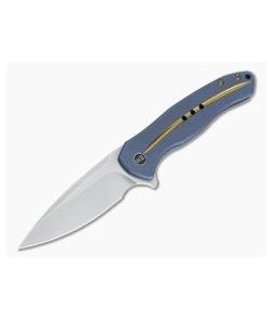 WE Knives Kitefin Milled Gold Groove S35VN Blue Titanium Frame Lock Flipper 2001F