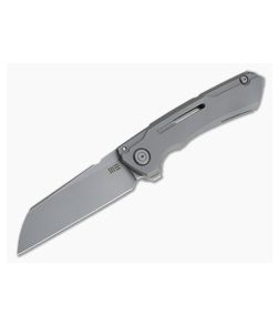 WE Knives 2003A Mini Buster Wharncliffe Polished Bead Blast 20CV Matte Gray Titanium Frame Lock Flipper