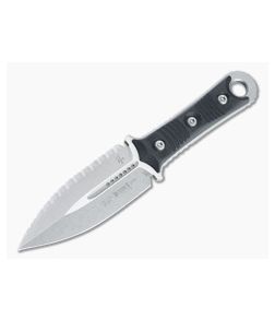 Microtech Borka SBD Dagger Stonewashed Full Serrated M390 Black G10 Fixed Blade 201-12