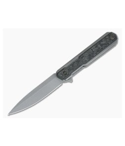 WE Knives Peer Ostap Hel Gray Stonewashed 20CV Shred Carbon Fiber Gray Titanium Flipper 2015C