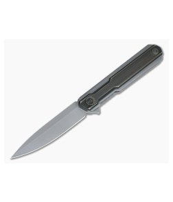 WE Knives Peer Ostap Hel Gray Stonewashed 20CV Brass Gray Titanium Flipper 2015E