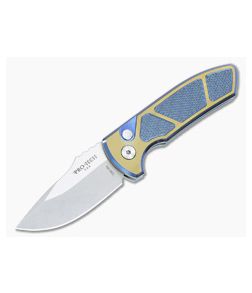 Protech SBR Blue/Bronze Textured Titanium Custom Automatic Knife 2023-SBR-006