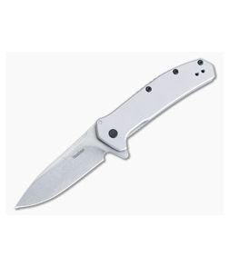 Kershaw Outcome Steel Handle Stonewashed Drop Point Assisted Flipper 2044