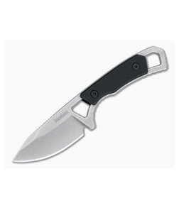 Kershaw Brace Stonewashed Clip Point Fixed Blade Neck Knife 2085