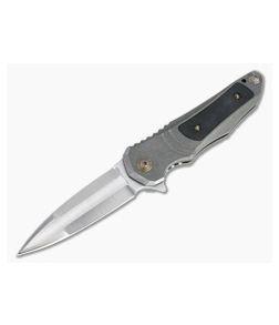 Mikkel Willumsen Urban Dagger Flipper Satin CPM-154 G10 Inlaid Acid Wash Titanium Folder 2090