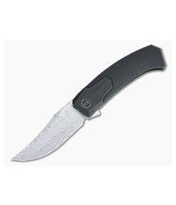 WE Knives X Brzeski Shuddan Flipper Damasteel Black Titanium Folder WE21015-DS1