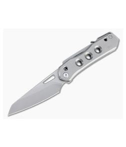 WE Knives x Snecx Vision R Superlock Blasted 20CV Stonewashed Gray Titanium Folder WE21031-1