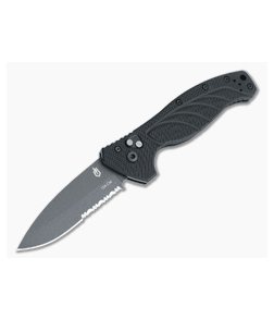 Gerber-Emerson Alliance Black Oxide Part Serrated 154CM Drop Point Aluminum Automatic Knife 22-07158N