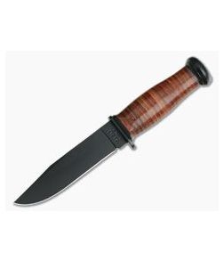 Kabar Mark I 1095 Cro-Van Stacked Leather USN Knife 2225