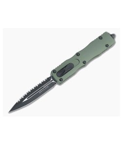 Microtech Dirac OD Green Double Edge Black Full Serrated 204P Top Slide OTF Automatic Knife 225-3OD