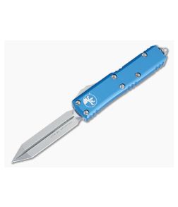 Microtech UTX-85 OTF Blue Aluminum Handle Stonewashed M390 Spartan Blade 230-10BL