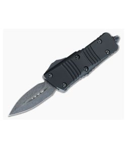 Microtech Mini Troodon OTF Black Aluminum Handle Signature Series Damascus Double Edge 238-16S