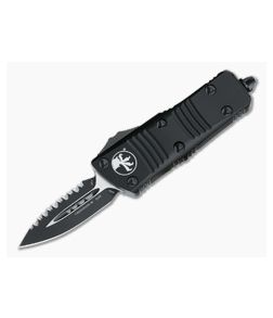 Microtech Mini Troodon D/E Tactical M390 Full Serrated Double Edge Black OTF Automatic 238-3T