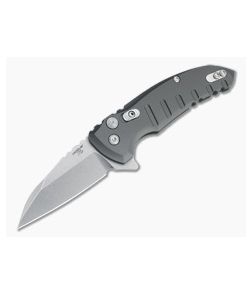 Hogue X1 MicroFlip Tumbled Wharncliffe Gray Aluminum Button Lock Flipper 24162