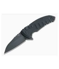 Hogue X1 MicroFlip Black Cerakote Wharncliffe Black Aluminum Button Lock Flipper 24166