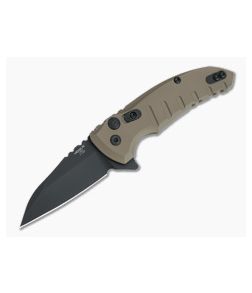 Hogue X1 MicroFlip Black Cerakote Wharncliffe FDE Aluminum Button Lock Flipper 24167