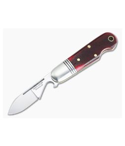 Tidioute #25 EO Beerlow Red Sawcut Bone Satin 1095 Steel Blade And Bottle Opener 252123-RSB