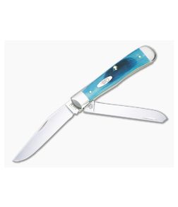 Case Trapper Caribbean Blue Sawcut Jig Bone Slip Joint Folder 25592